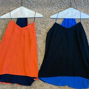 2 reversible Limited size small halter tops! Orange and navy, black and blue